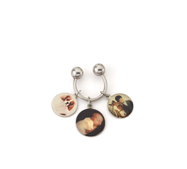 Sterling Silver Key Ring with Personalized Picture Pendants